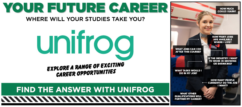 UniFrog static banner, saying Explore a range of exciting career opportunities