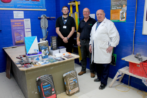 Picture of one of our students, Glynn from Tilemaster Adhesives and our course tutor Alan Brown