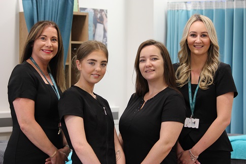 Picture of Nail Technology students Charli and Amanda with tutors Ann and Jade