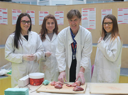 St Helens College Health and Social Care students and tutor; Georgia Dawson, Ellie Skinner, Pat Walsh and Megan Sayer.