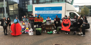 Our Art and Design students display their props and signs made for the Roy Castle Lung Cancer Foundation's Spooky Welly Walk event.
