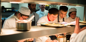 Our students working in the kitchen