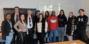 A group of our FdSc Microbiology students stood alongside tutor Paul and guest speaker Tony Allman.