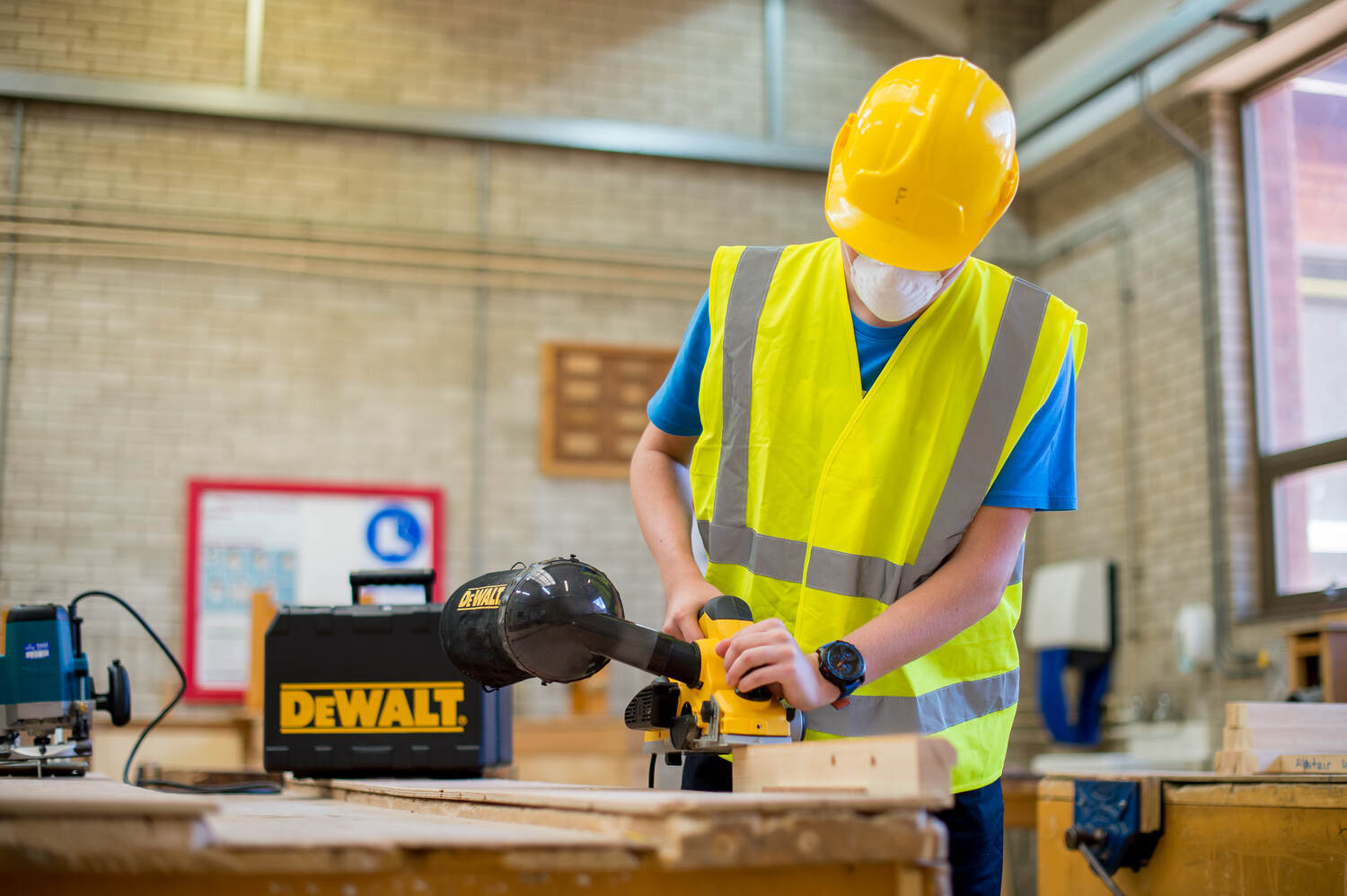 student in carpentry