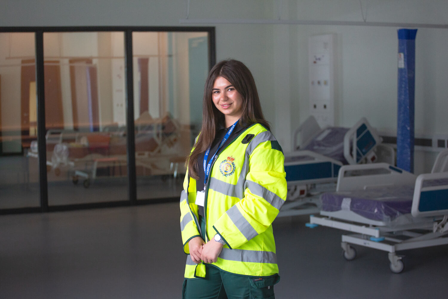 Madeline Lindsay in her uniform in a hospital