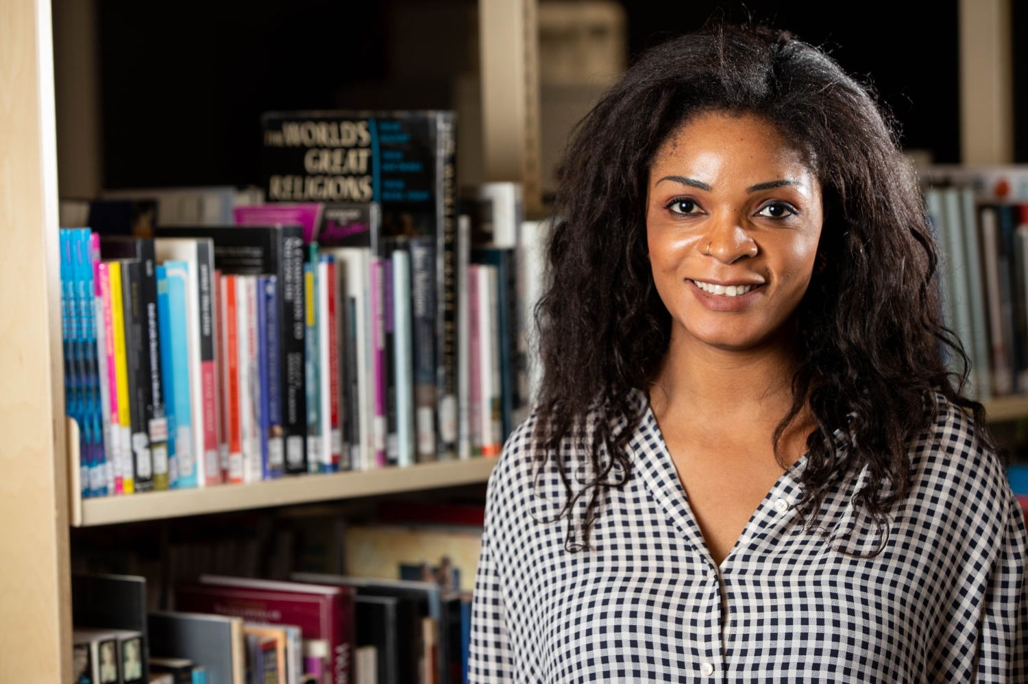 Female student in a library