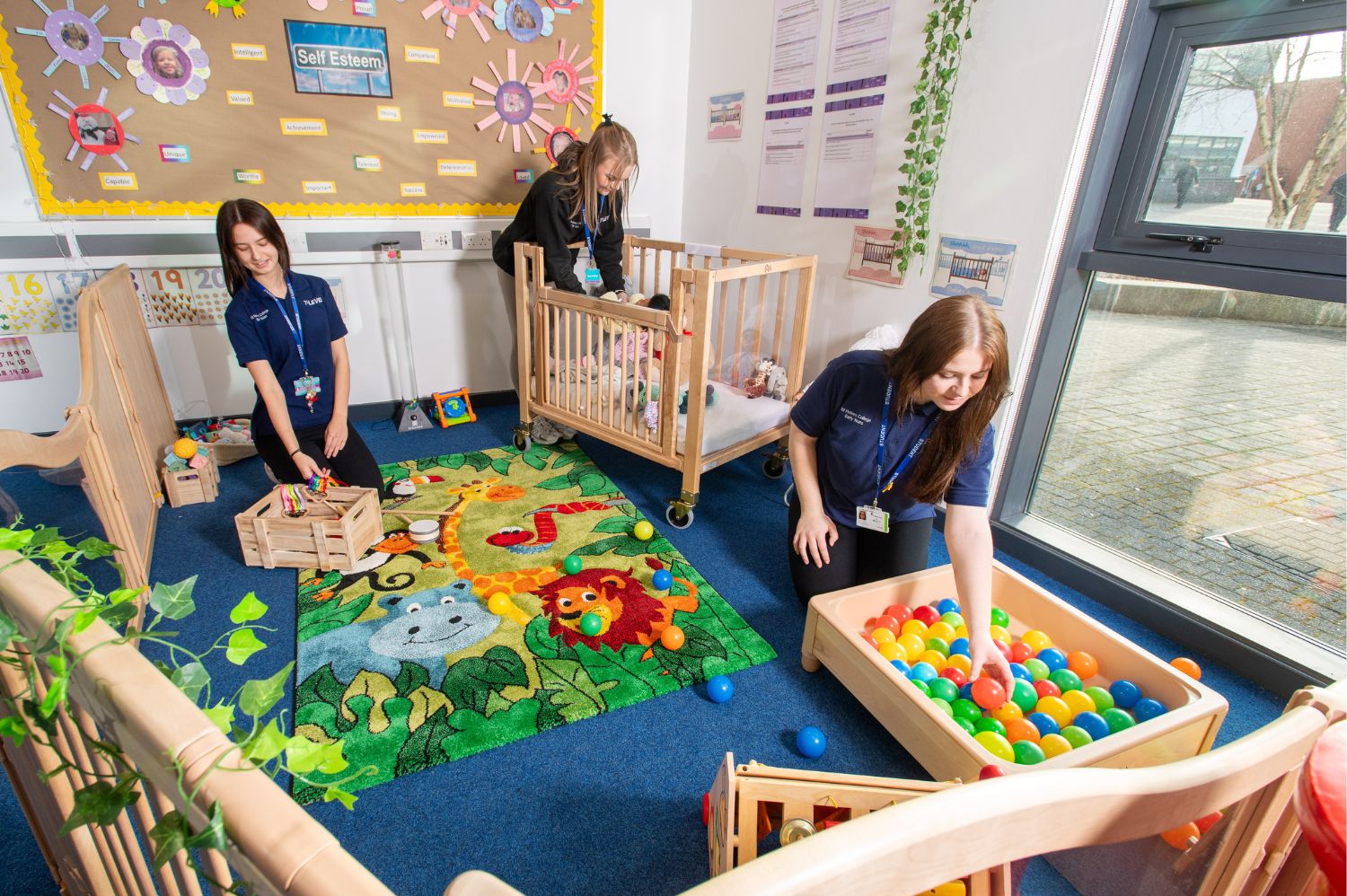 Students in the play area of the early years T level nursery