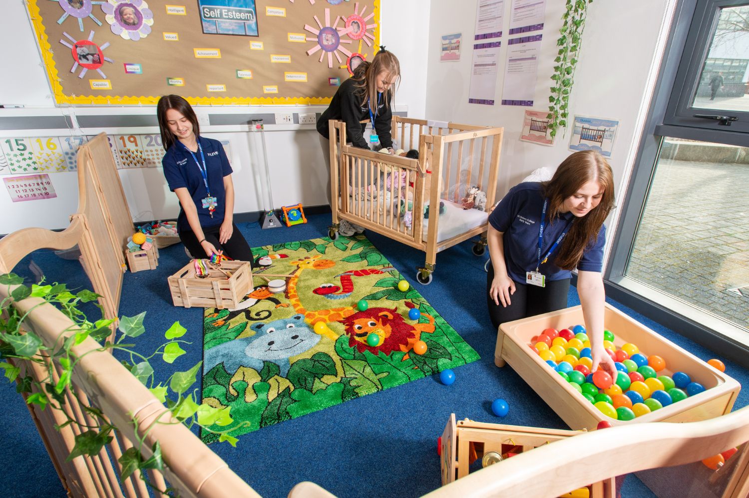 Student in nursery play area