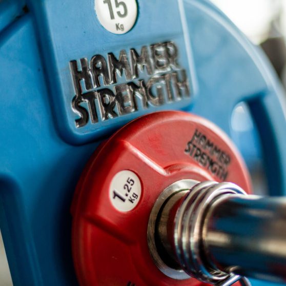 weights in the gym at St Helens College