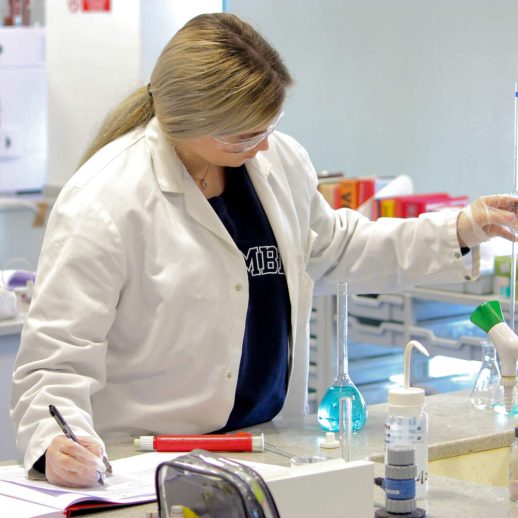 science student conducting experiment