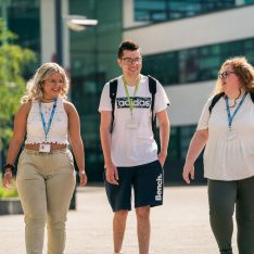 Students walking together on campus